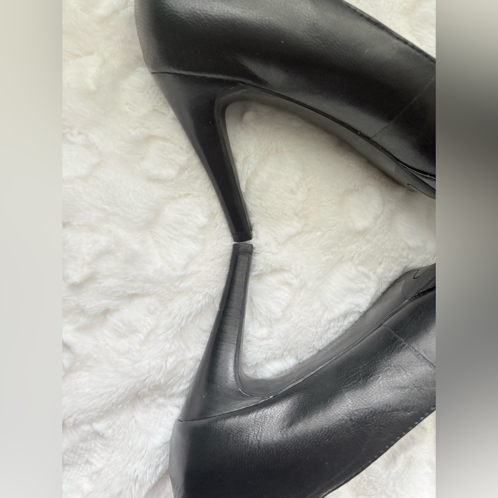 Franco Sarto size 7.5M DEMI Black Leather Patent Trim Platform Pumps Stiletto - Picture 3 of 13